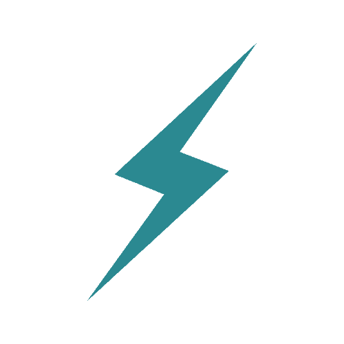 A blue lightning bolt icon on a transparent background.
