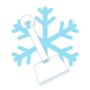 Snow shovel and snowflake icon for snow removal services